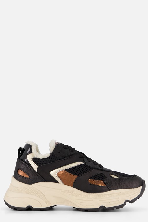 PS Poelman Sneakers Metallic zwart Leer