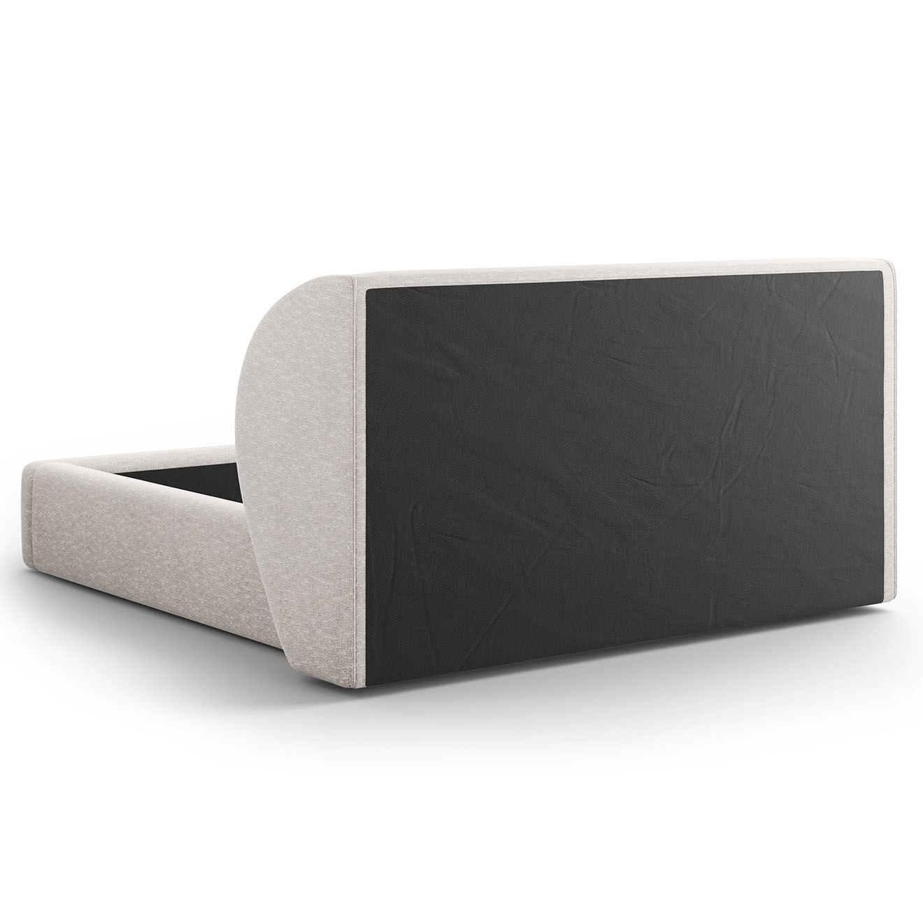 Micadoni Lit Coffre Chenille avec Tête de Lit Miley gris clair - 230x187x100 cm