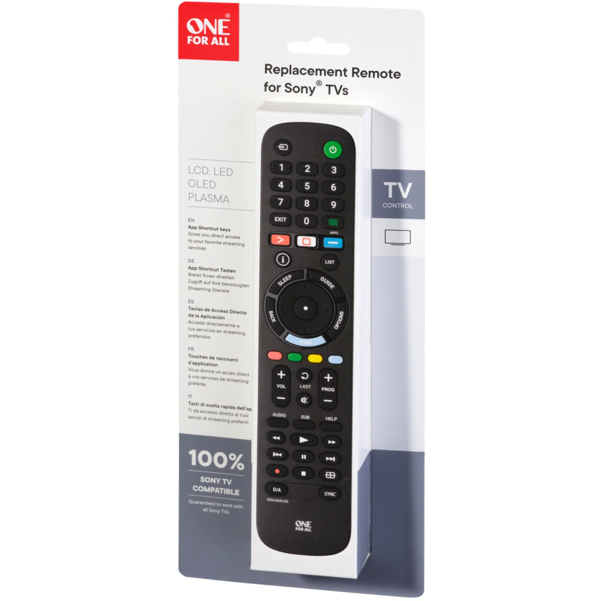 ONE FOR ALL Fernbedienung Sony TV-Ersatzfernbedienung