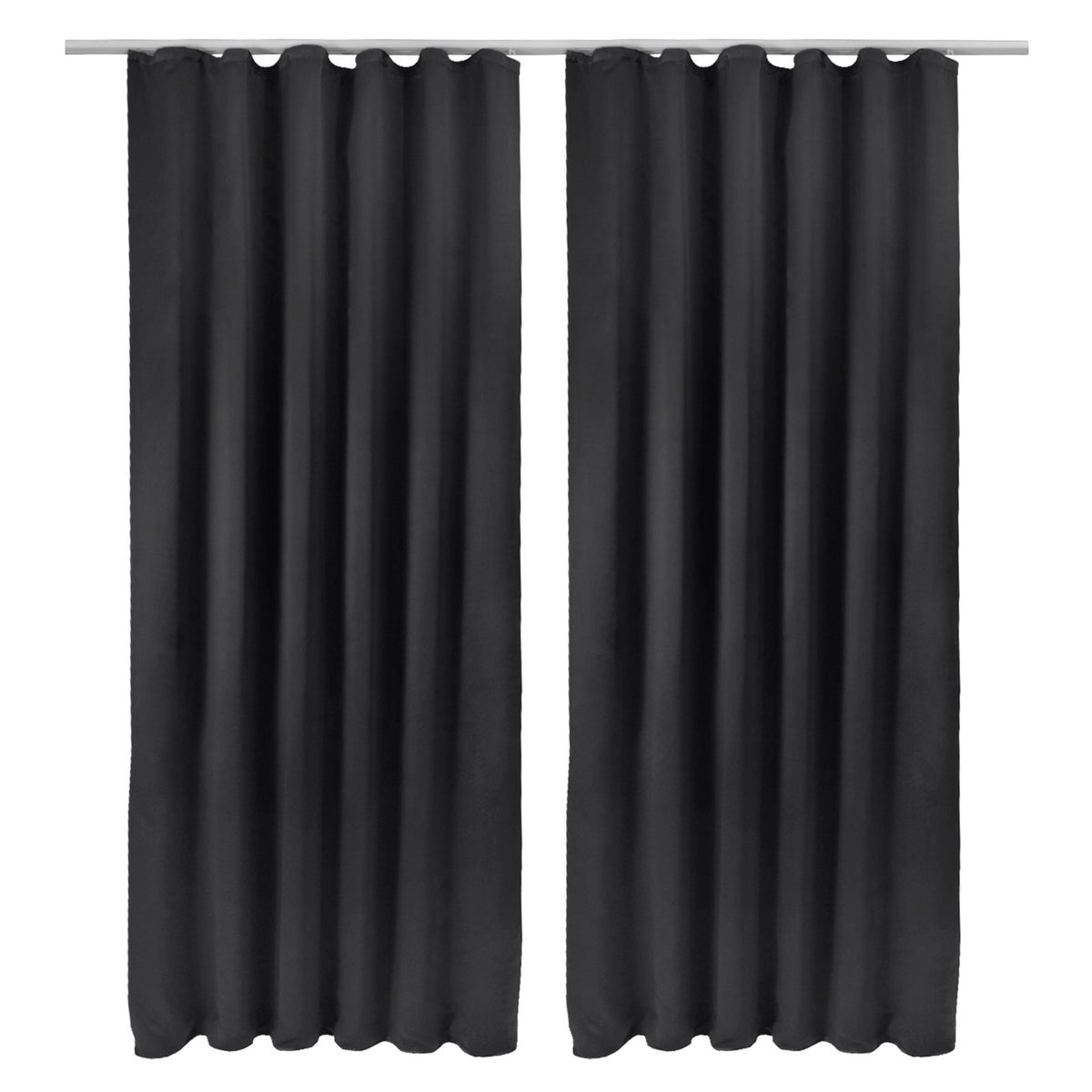 Beautissu Amelie BK Gordijn met Rimpelband 140x245cm Zwart (set van 2)