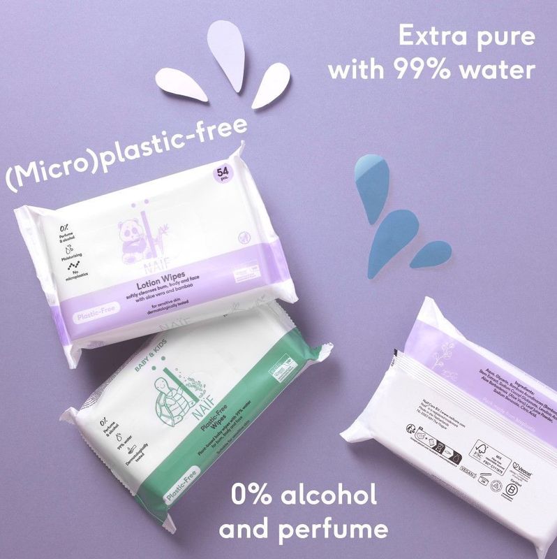 Naïf - Plastic Free Baby Wipes - 3x54st - Eucalyptusvezels