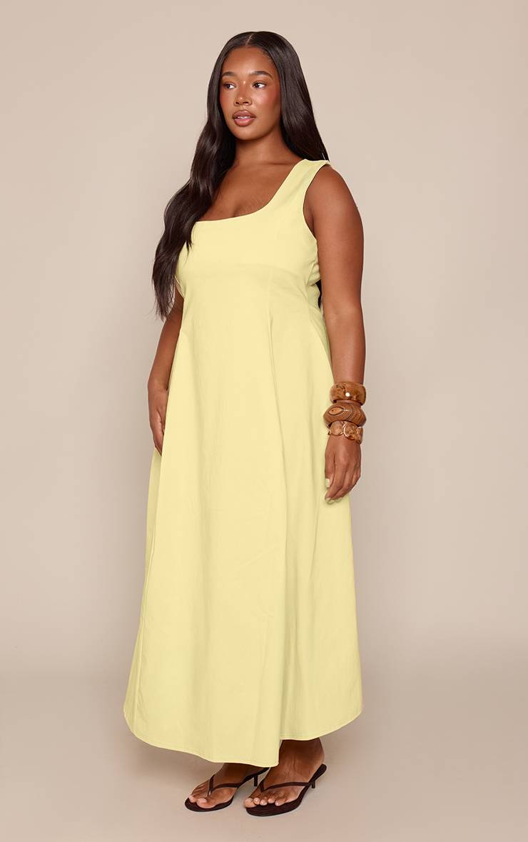Citron Robe Longue Grande Taille Sans Manches À Encolure Carrée