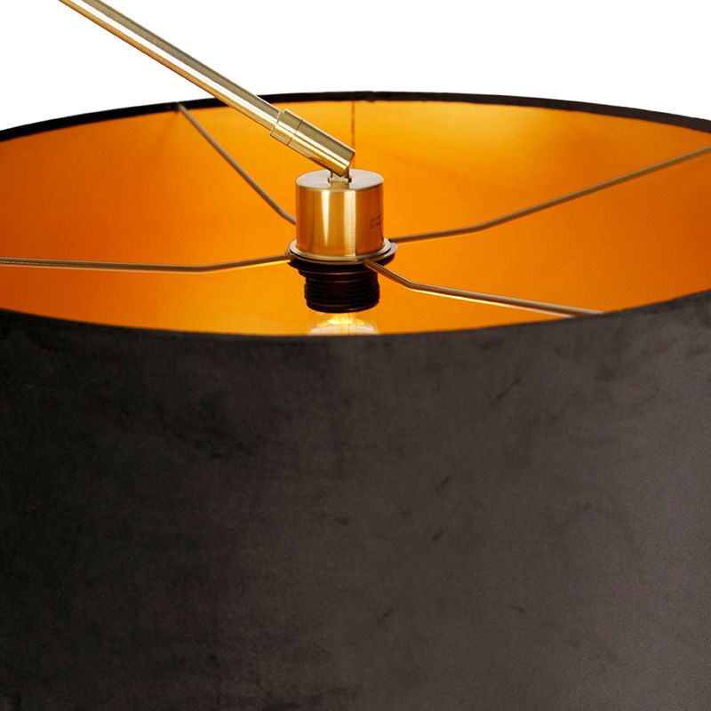 Moderne vloerlamp goud velours kap zwart 50 cm - Editor