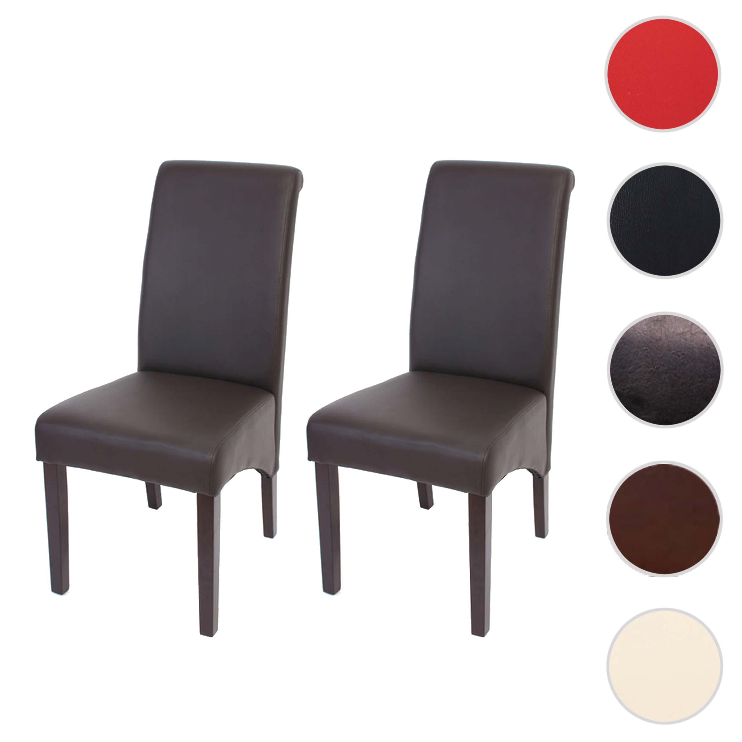 2er-Set Esszimmerstuhl Cesena ~ Kunstleder matt, braun, dunkle Füße