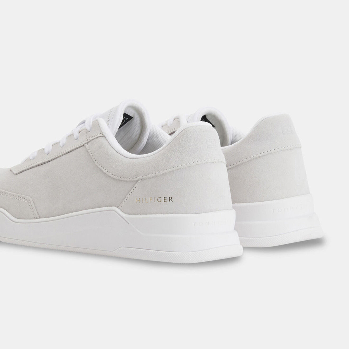 Tommy Hilfiger Baskets en Velours de Cuir Elevated Cupsole gris clair