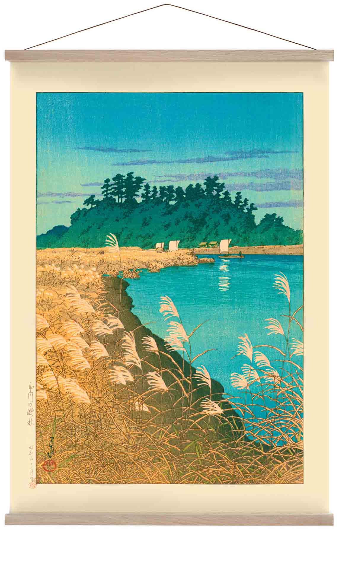 Spätherbst in Ichikawa Kunstdruck von Hasui