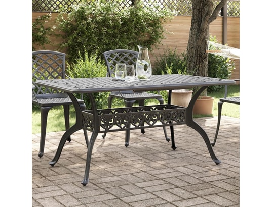 VIDAXL - Table de jardin noir 150x90x72 cm aluminium coulé