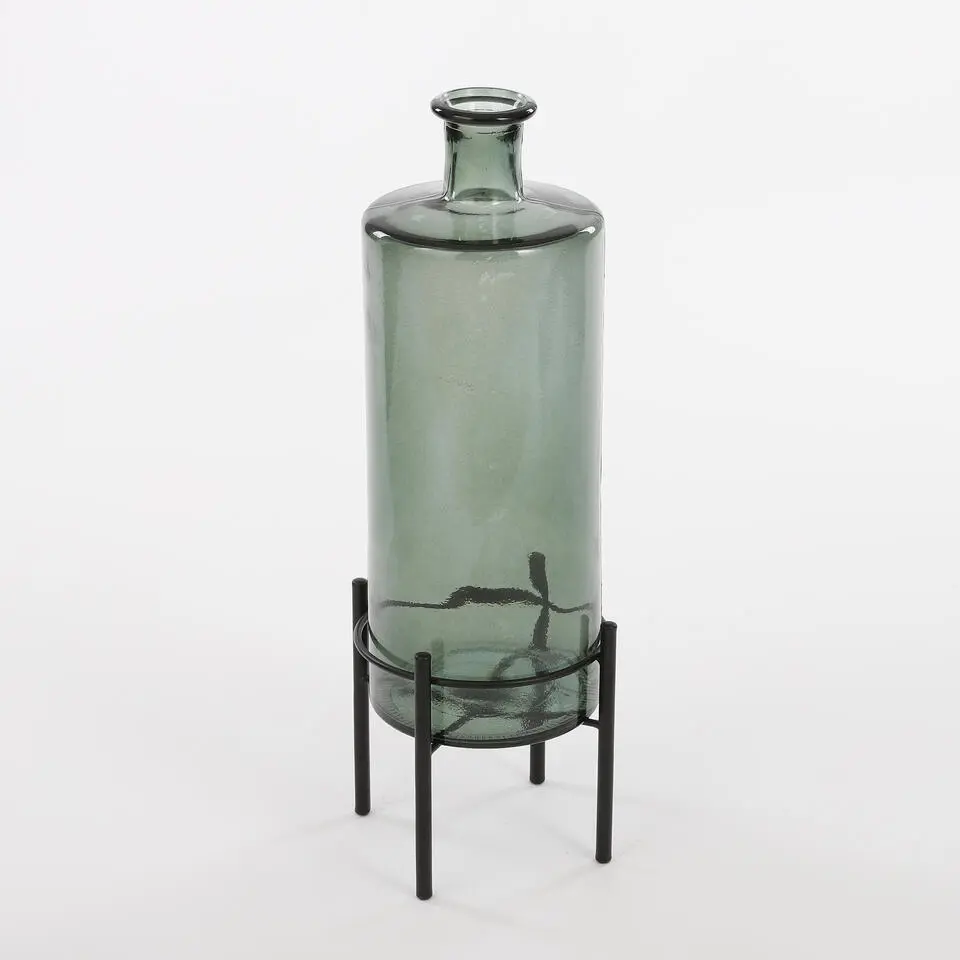 Mica Decorations Guan Glazen Fles - H40 x Ø15 cm - Groen