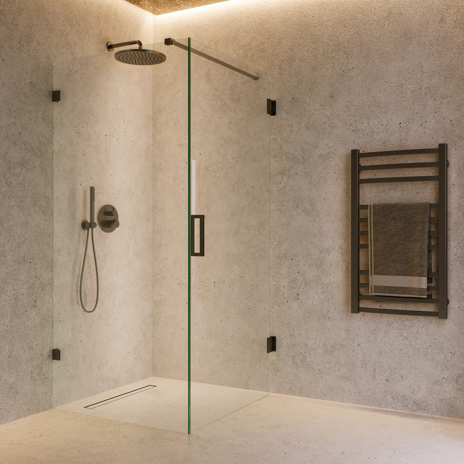 Saniclear Iron profielloze douchecabine 80x90cm met 90cm deur verouderd ijzer - gunmetal