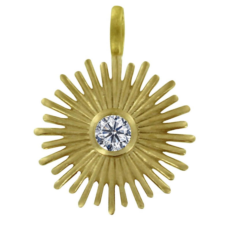 Pendentif Plaqué Or Rayon de Soleil et Strass