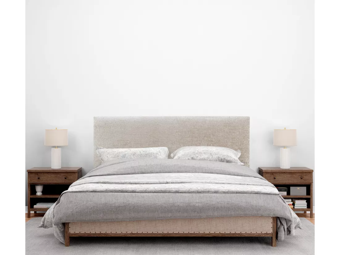 DHOME Tête de Lit Laine Naturelle 160x105cm avec Pieds de Lit 150/160 - Beige