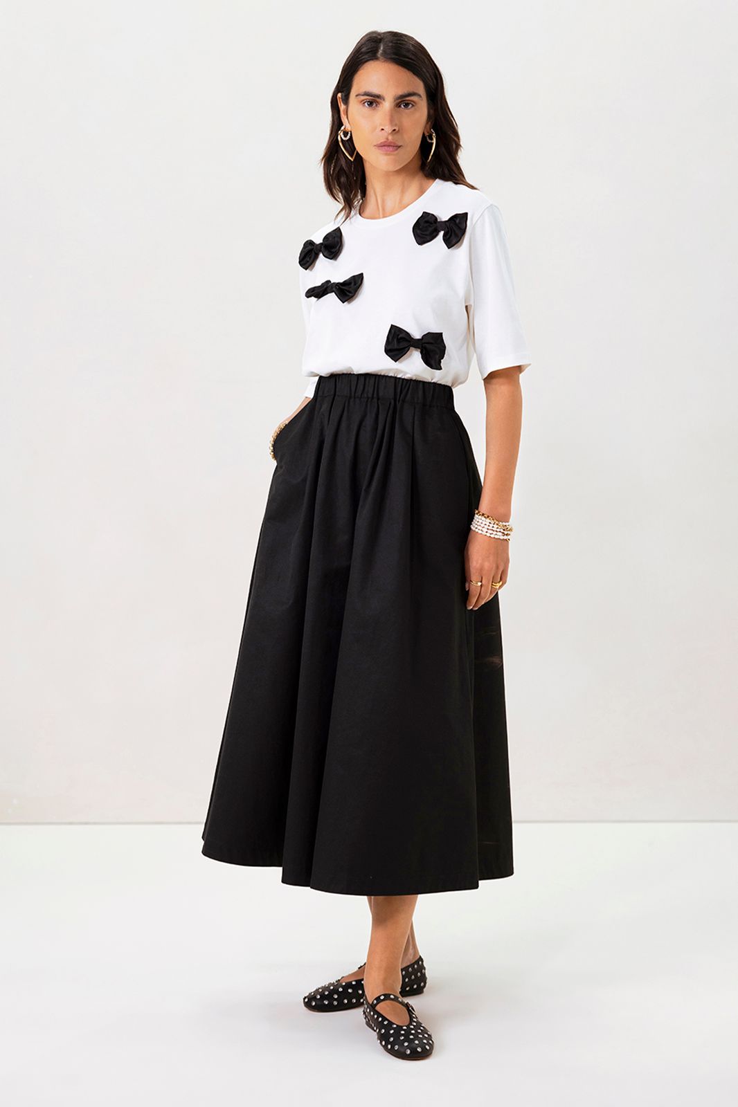 Wit oversized T-shirt met strikjes
