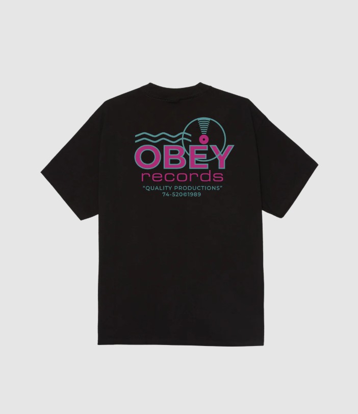 Obey Obey Records Sound Waves Tee Black