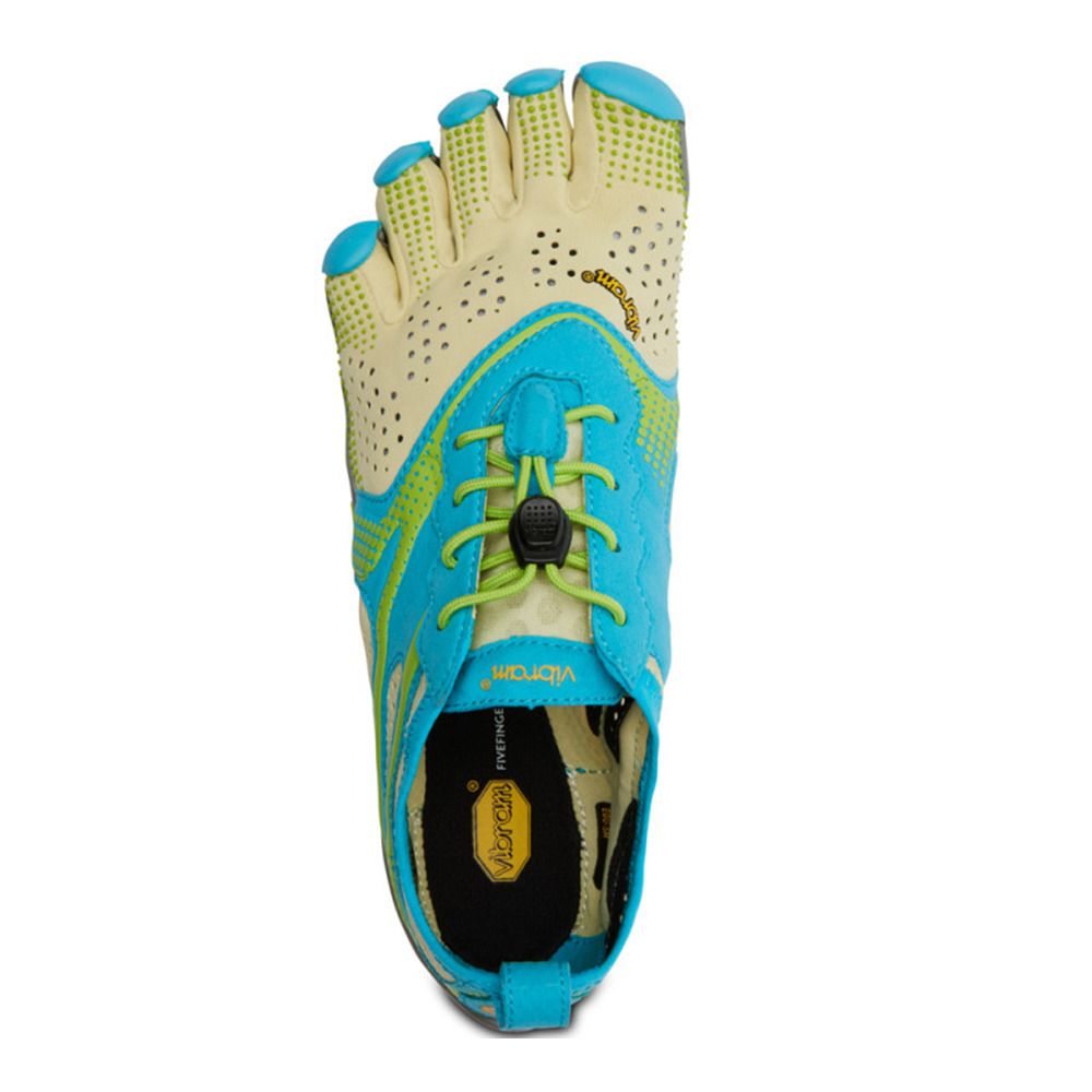 Five Fingers V-RUN - Chaussures running Femme vert citron/bleu