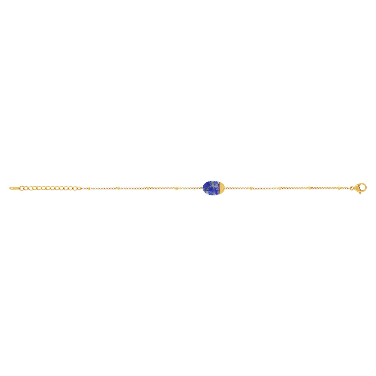 Bracelet acier doré lapis lazuli 19 cm