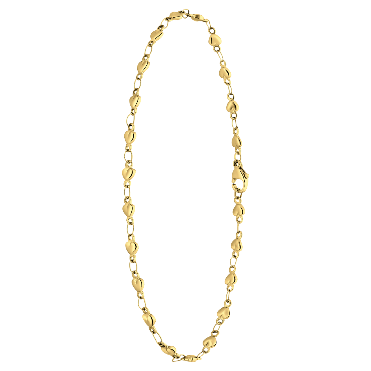 Gerecycled stalen goldplated enkelband met hartjes