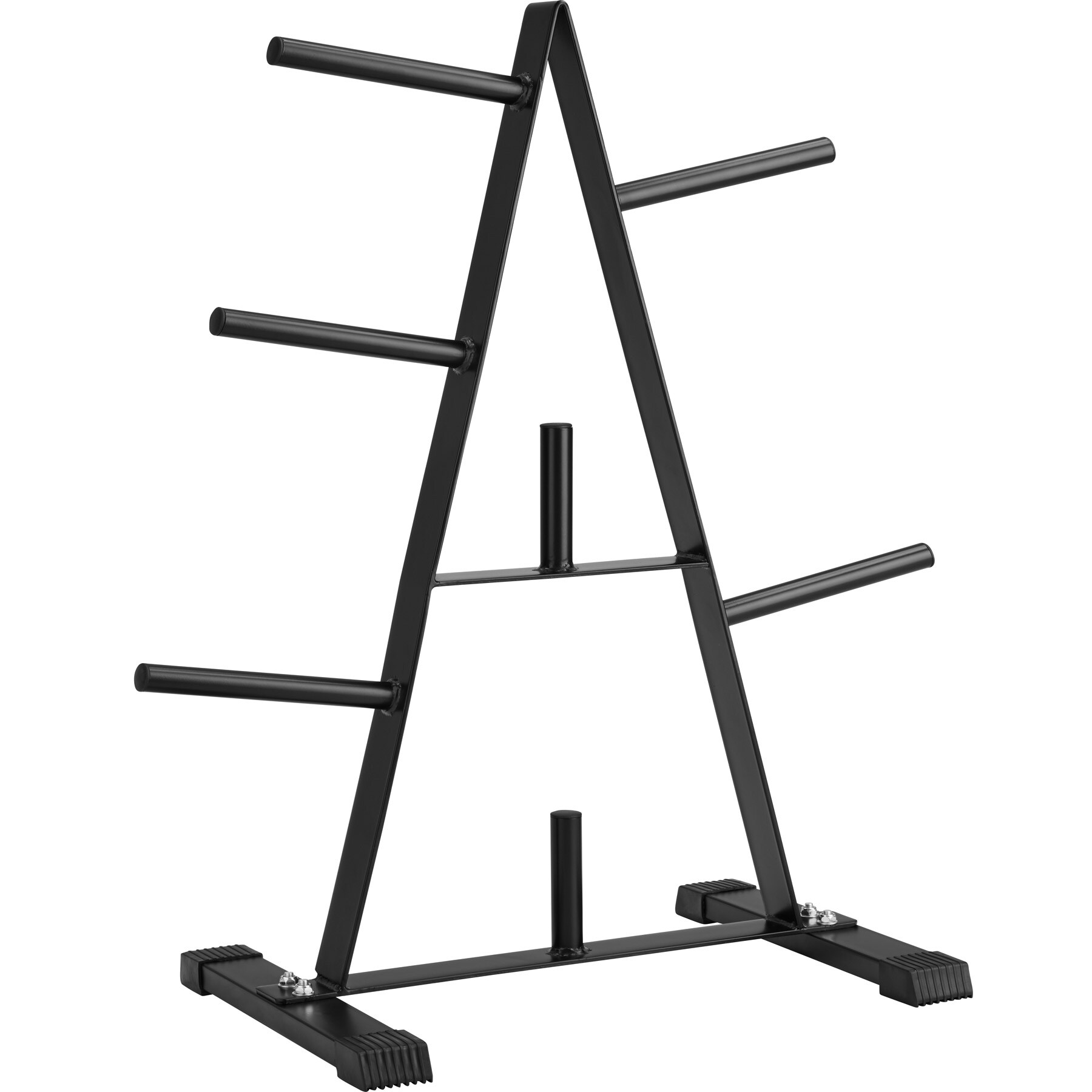tectake® Hantelscheibenständer, mit 7 Aufnahmen, platzsparend, bodenschonende Kunststoffkappen, Belastbarkeit 200 kg