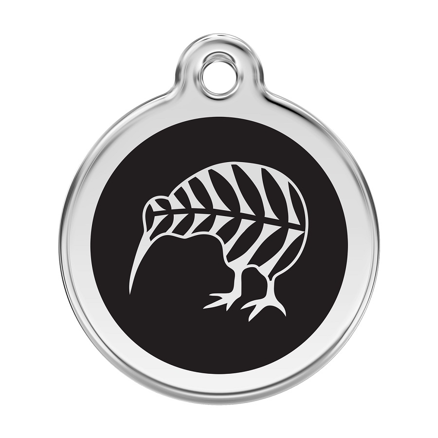 Placa de identificação para cães em aço inoxidável esmaltado com kiwi