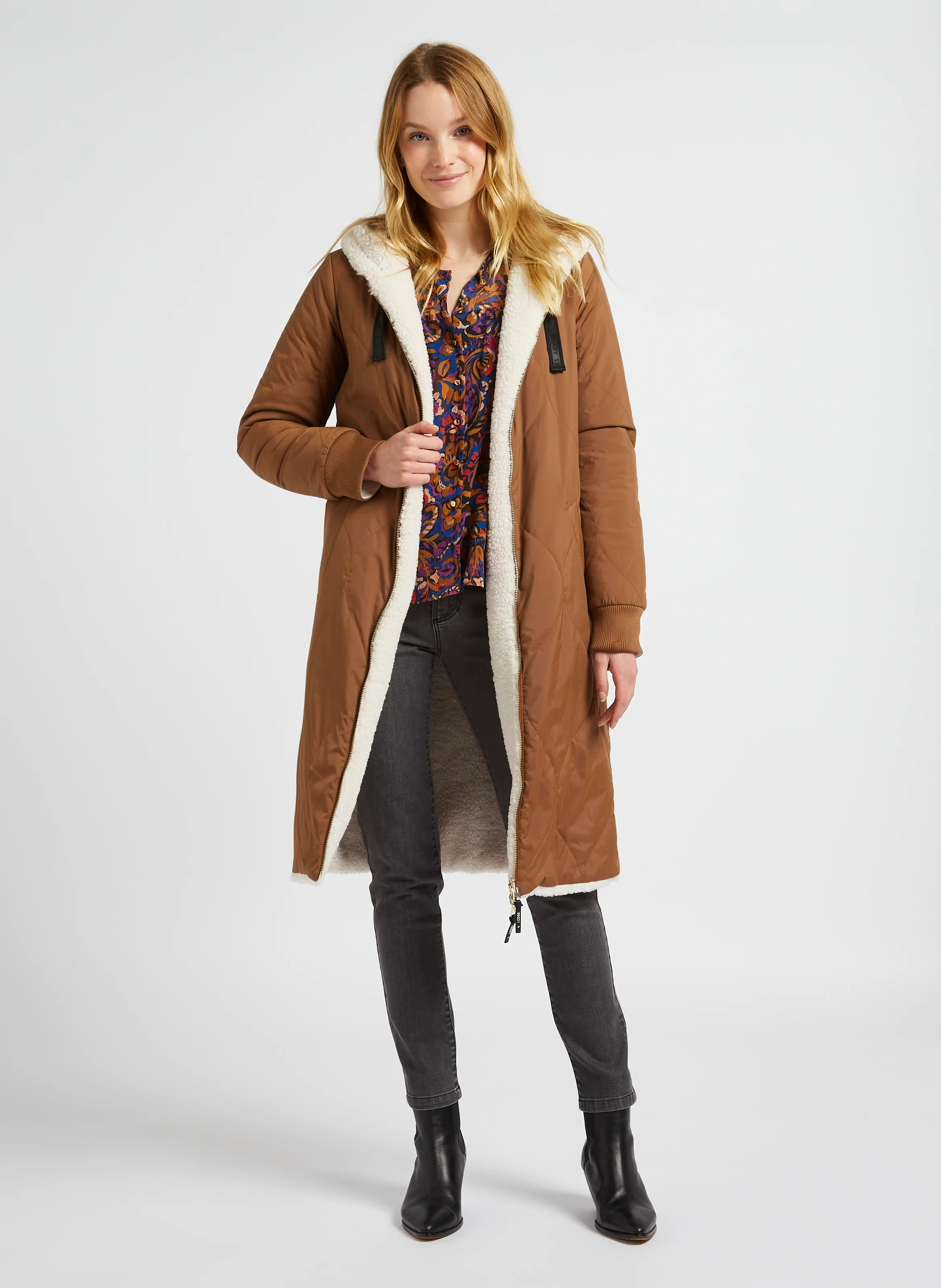 Parka fourrée à capuche| Blanc
