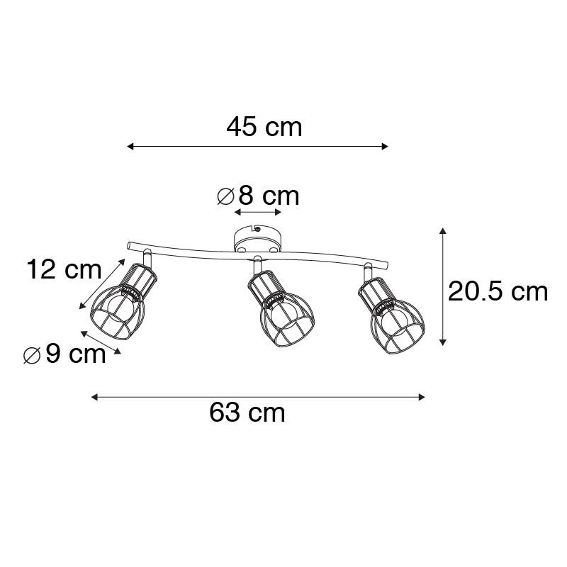 Moderne plafondspot zwart 63 cm 3-lichts verstelbaar - Botu