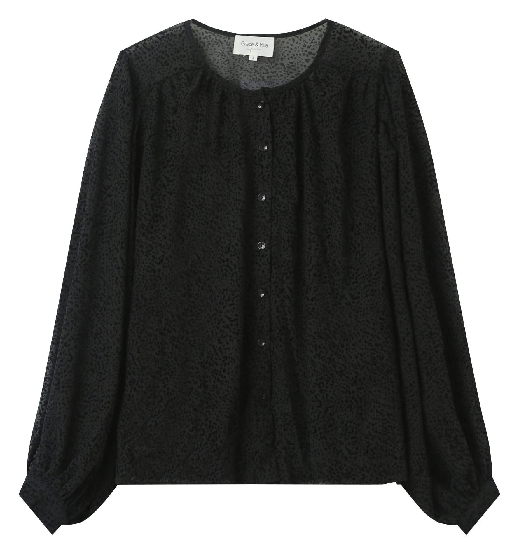 HINDA - Top ample boutonné | Noir