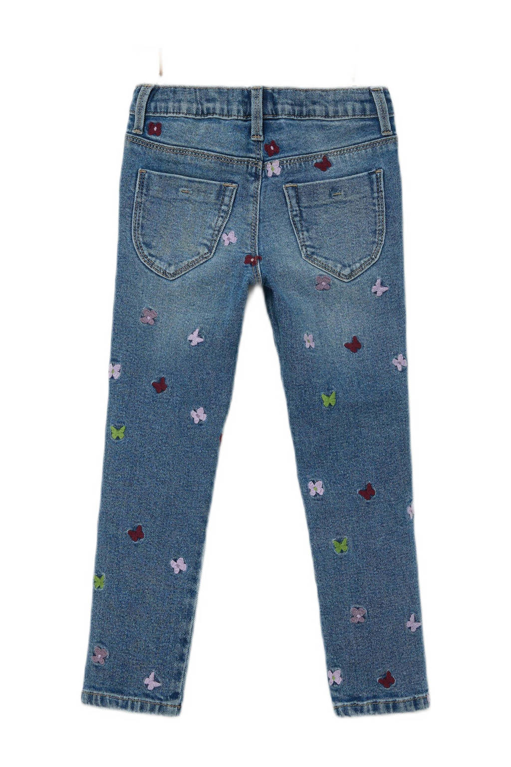 s.Oliver regular fit jeans met all over print en borduursels blauw