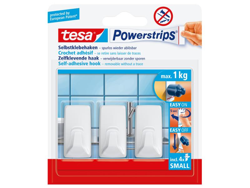 tesa Haken Powerstrips SMALL Rechteckig Weiss, 1 kg Haken