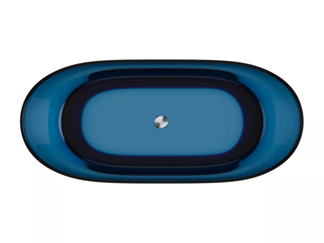 Baignoire îlot translucide - 292L - 160 x 72 x 56 cm - Bleu - Résine - SPAVO