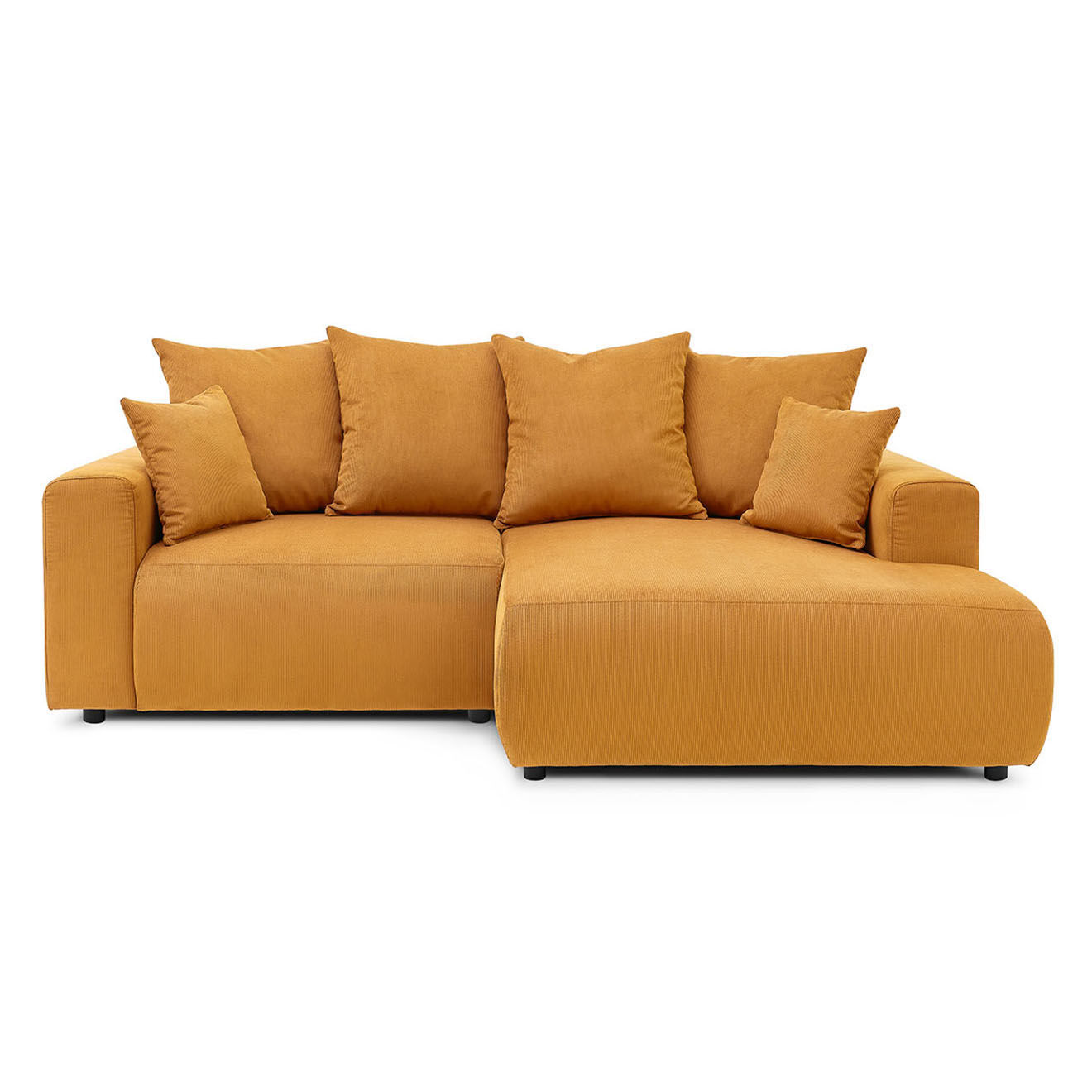 Bobochic Canapé d'angle fixe droit Enjoy moutarde - 237x147x95 cm
