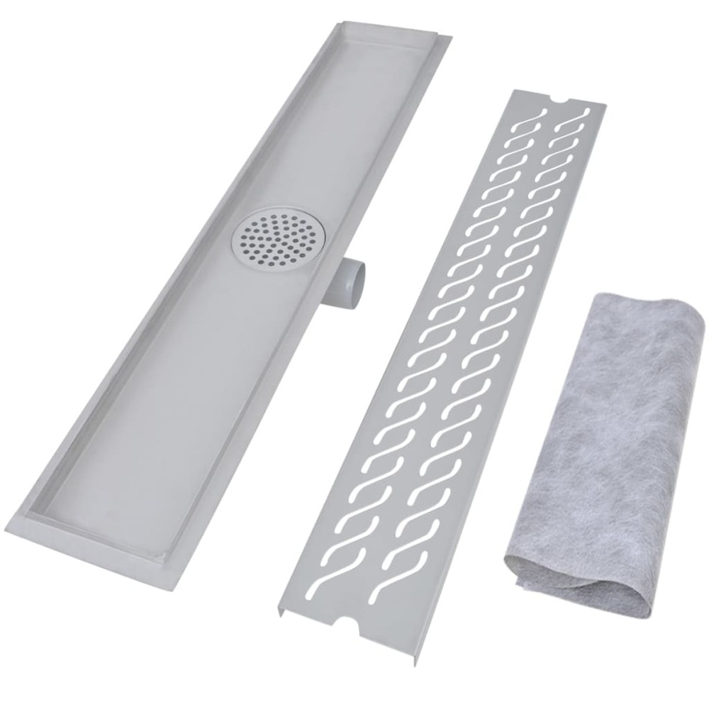 Drain de douche linéaire 730 x 140 mm en acier inoxydable