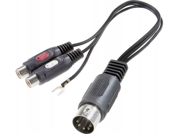 SpeaKa Professional SP-7870284 Phono / DIN-tilslutning Audio Y-adapter [1x Diodestik 5-pol. (DIN) - 2x Cinch-bøsning] Sort