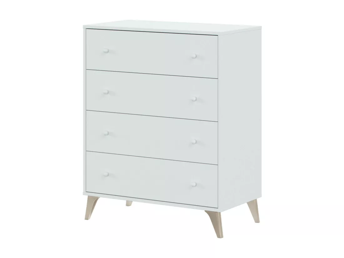 Commode Dcarus, commode 4 tiroirs, Commode pour la chambre, Commode moderne, 78x40h95 cm, Blanc