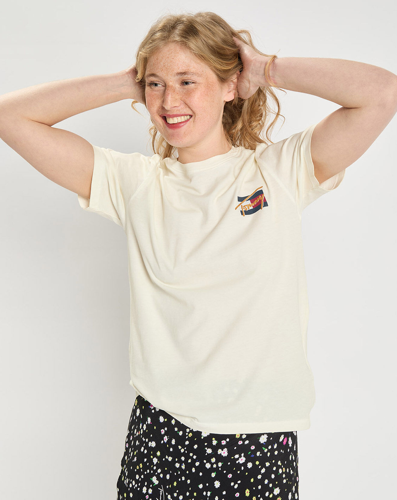Tommy Jeans T-Shirt 100% Coton Bio Vintage Bronze écru