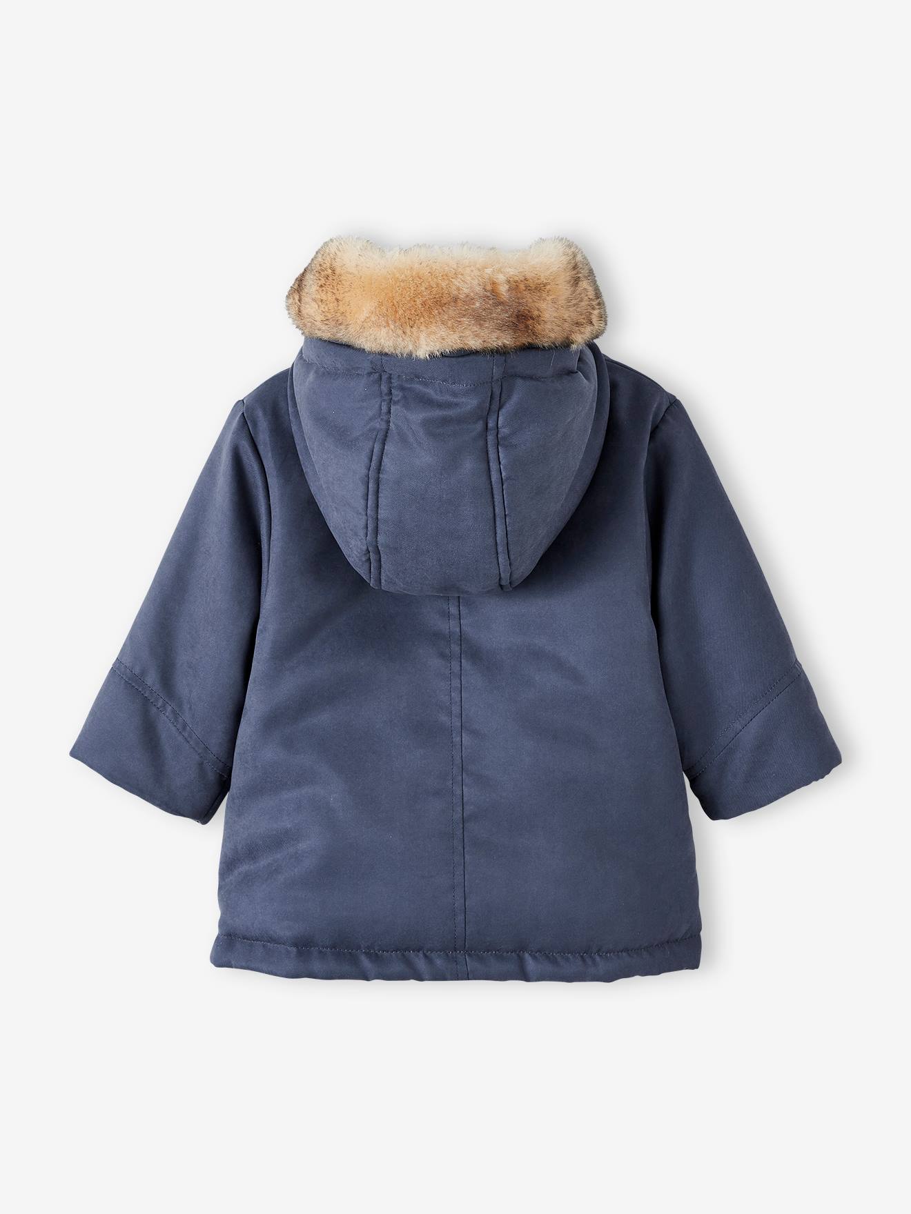 Parka 3 em 1 para bebê menina, azul escuro liso