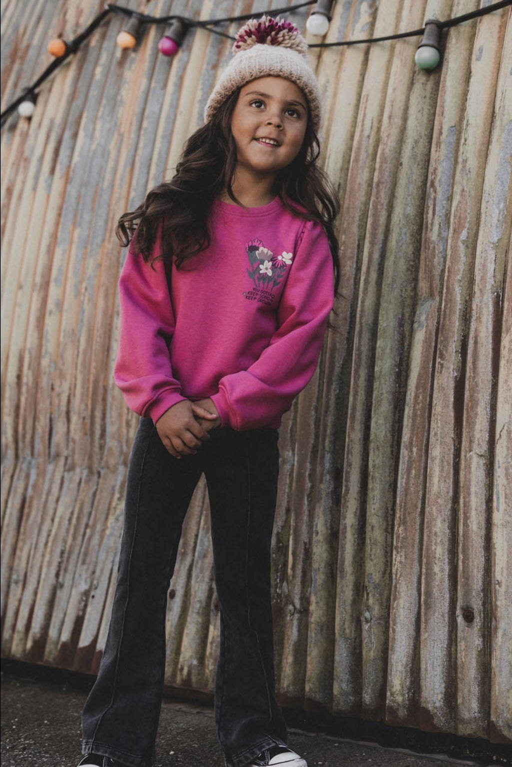LOOXS sweater met printopdruk donkerroze
