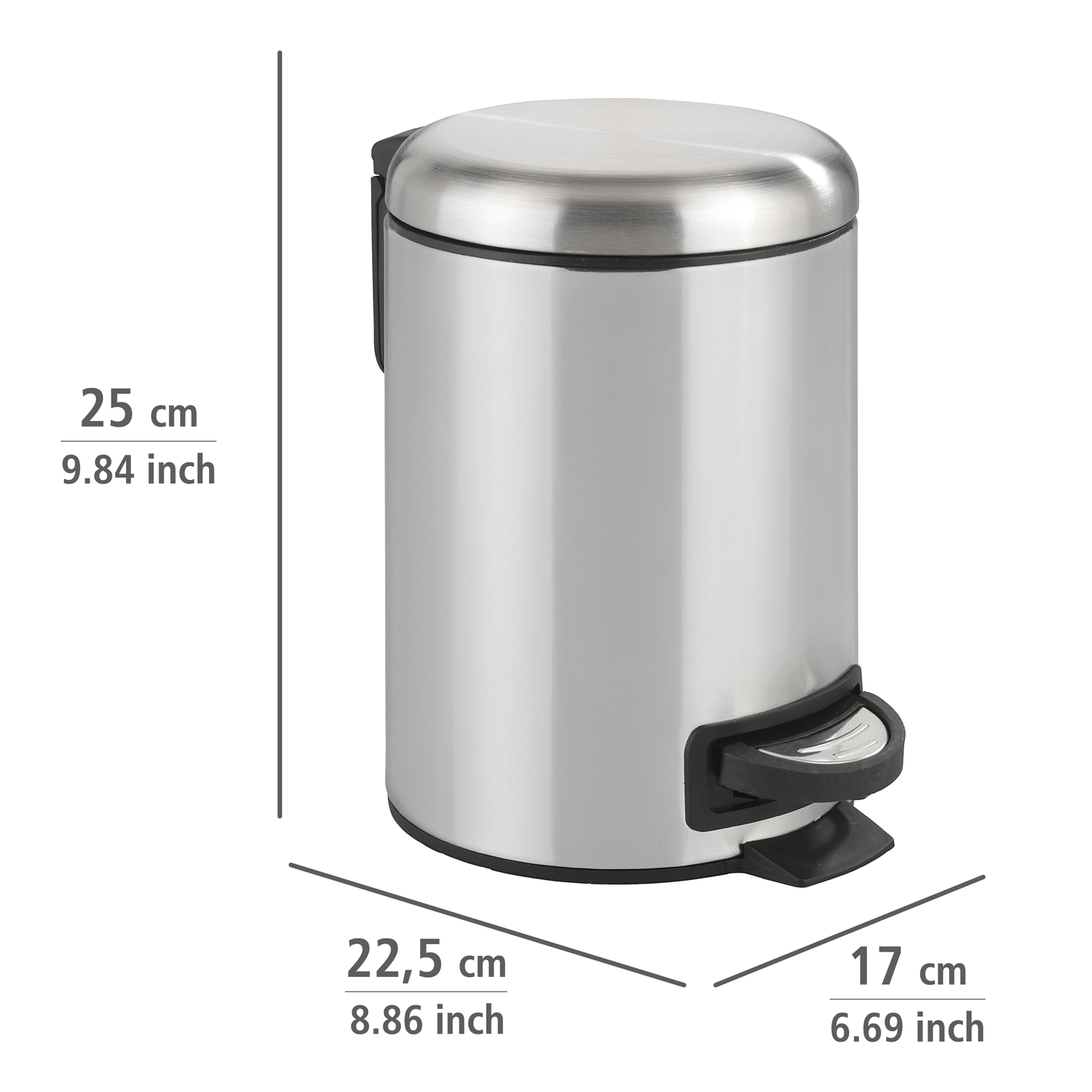 Wenko Leman afvalemmer 3 liter RVS mat