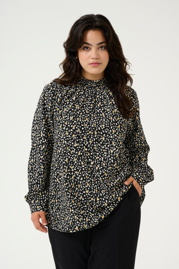 Kaffe Curve KCmalena Blouse Black/white/gold print