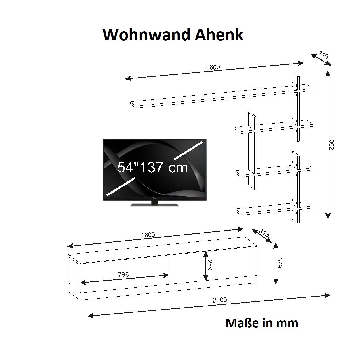 WohnwandAhenk Weiß