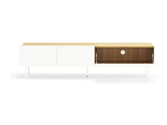 Arista - Meuble TV en bois 1 porte 2 tiroirs L180cm : Couleur - Blanc