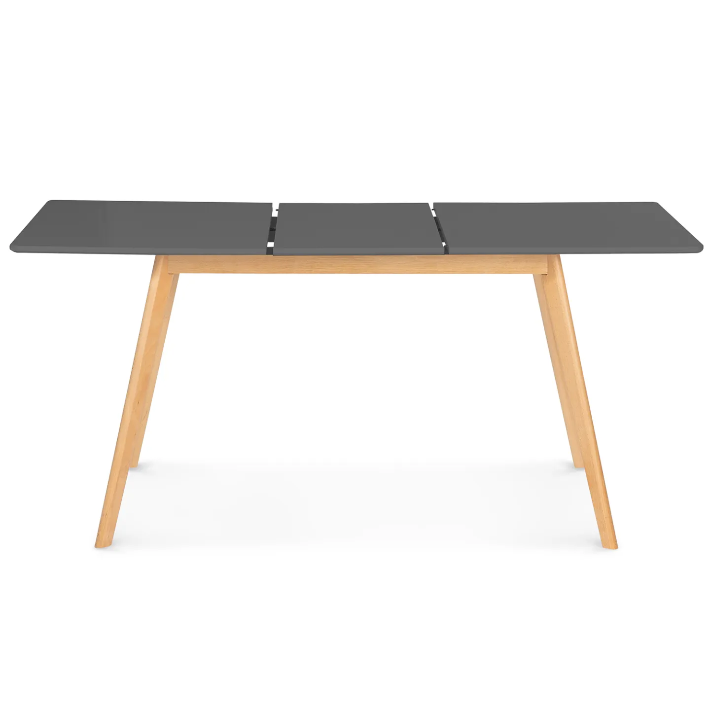Table scandinave extensible rectangle INGA 4-8 personnes plateau gris anthracite pieds bois 120-160 cm