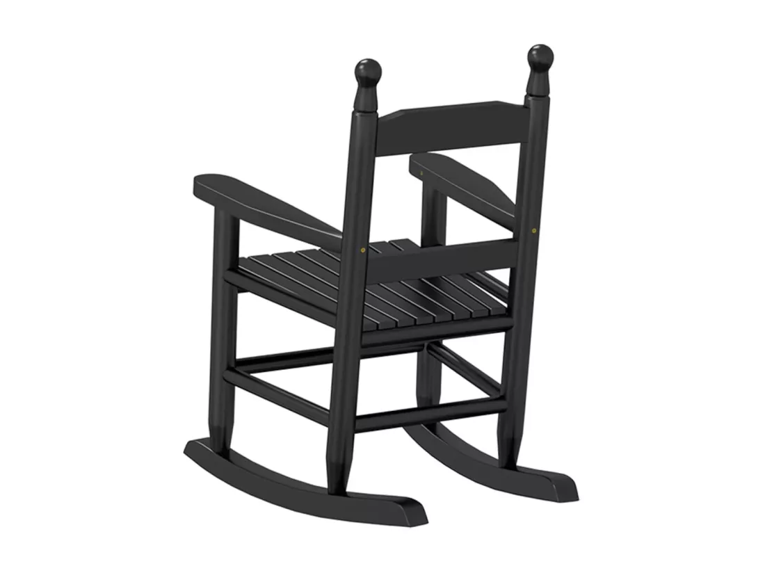 Chaise à bascule enfants noir bois de peuplier massif