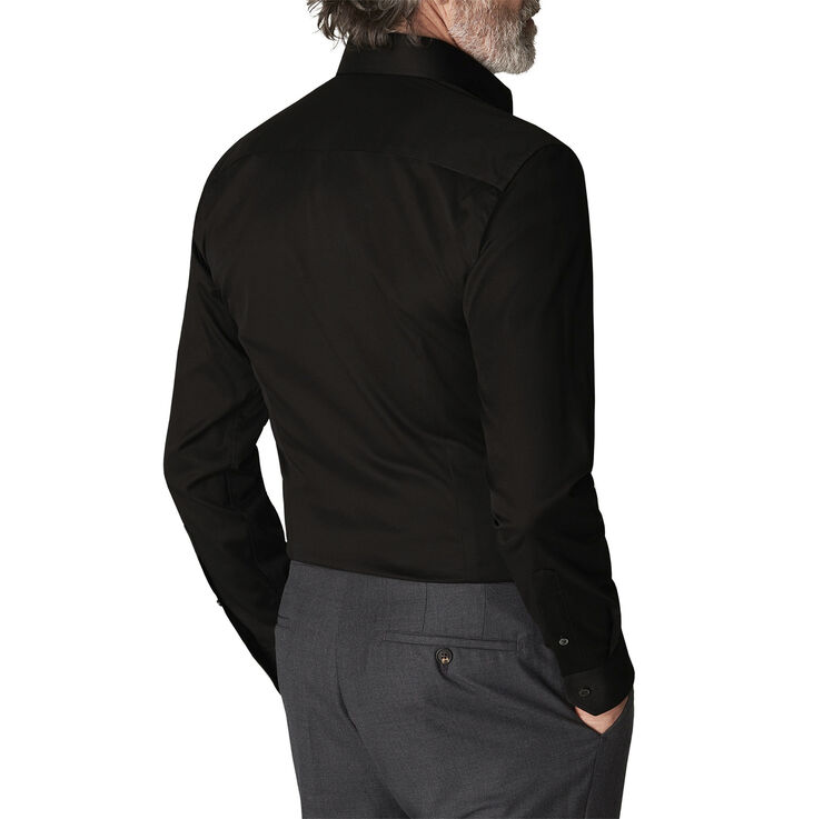 ETON Black Signature Twill Shirt - Slim Fit Sort