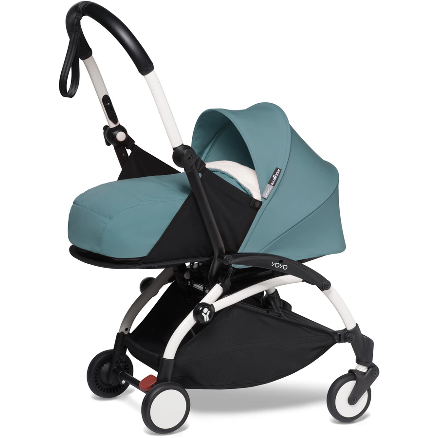 BABYZEN Kinderwagen YOYO2 0+ White mit Neugeborenenaufsatz Aqua