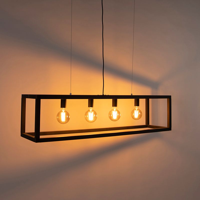 Industriële hanglamp zwart 4-lichts - Big Cage