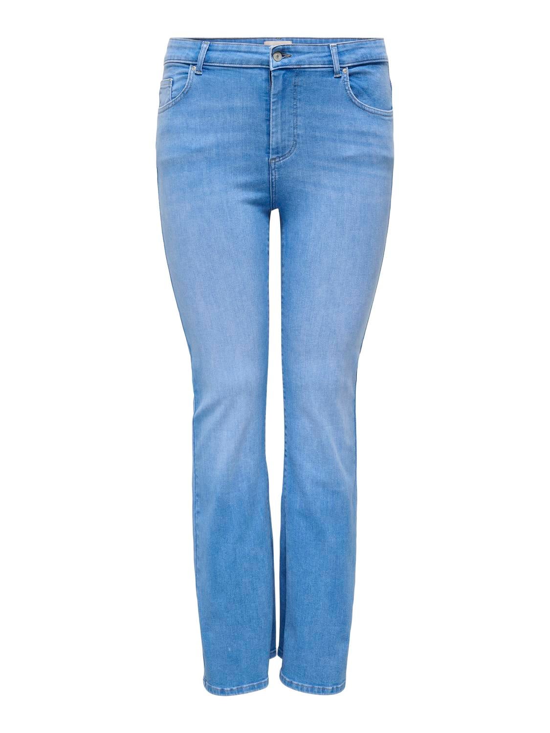 CARWILLY Hohe Taille Ausgestellt Jeans Light Blue Denim