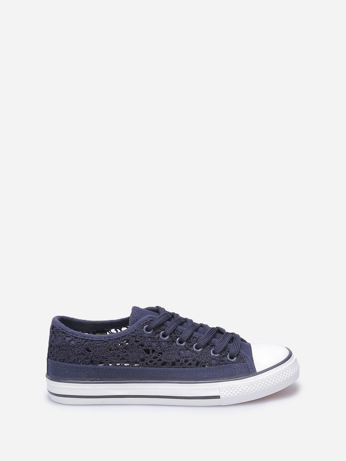 Tennis basses bi-matières- Bleu marine