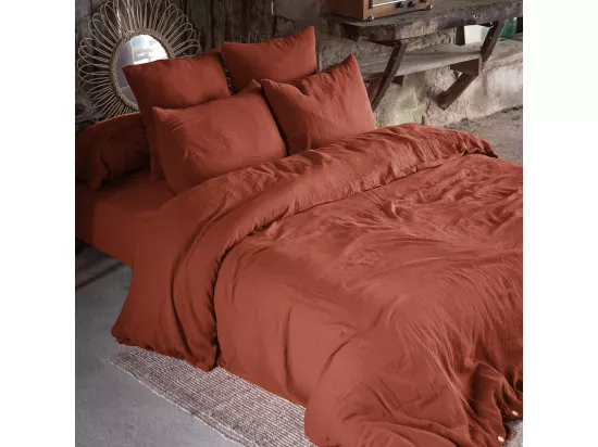 OUREA - Taie d'Oreiller 60x60cm Gaze de Coton Terracotta