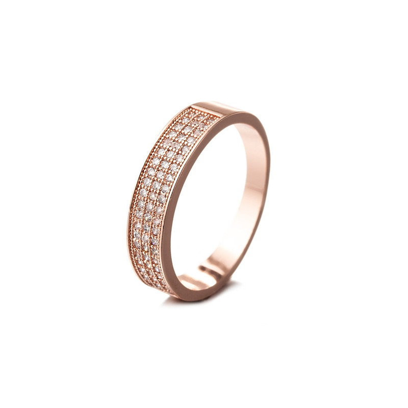 Bague Plaqué or Rose et Cubic Zirconia Blanc