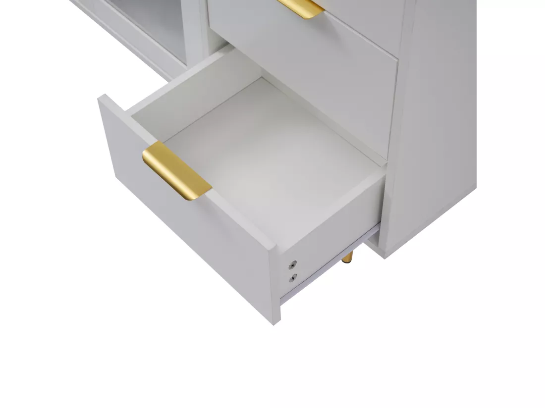 Buffet moderne - 3 tiroirs et 2 portes - panneaux de particules - Blanc