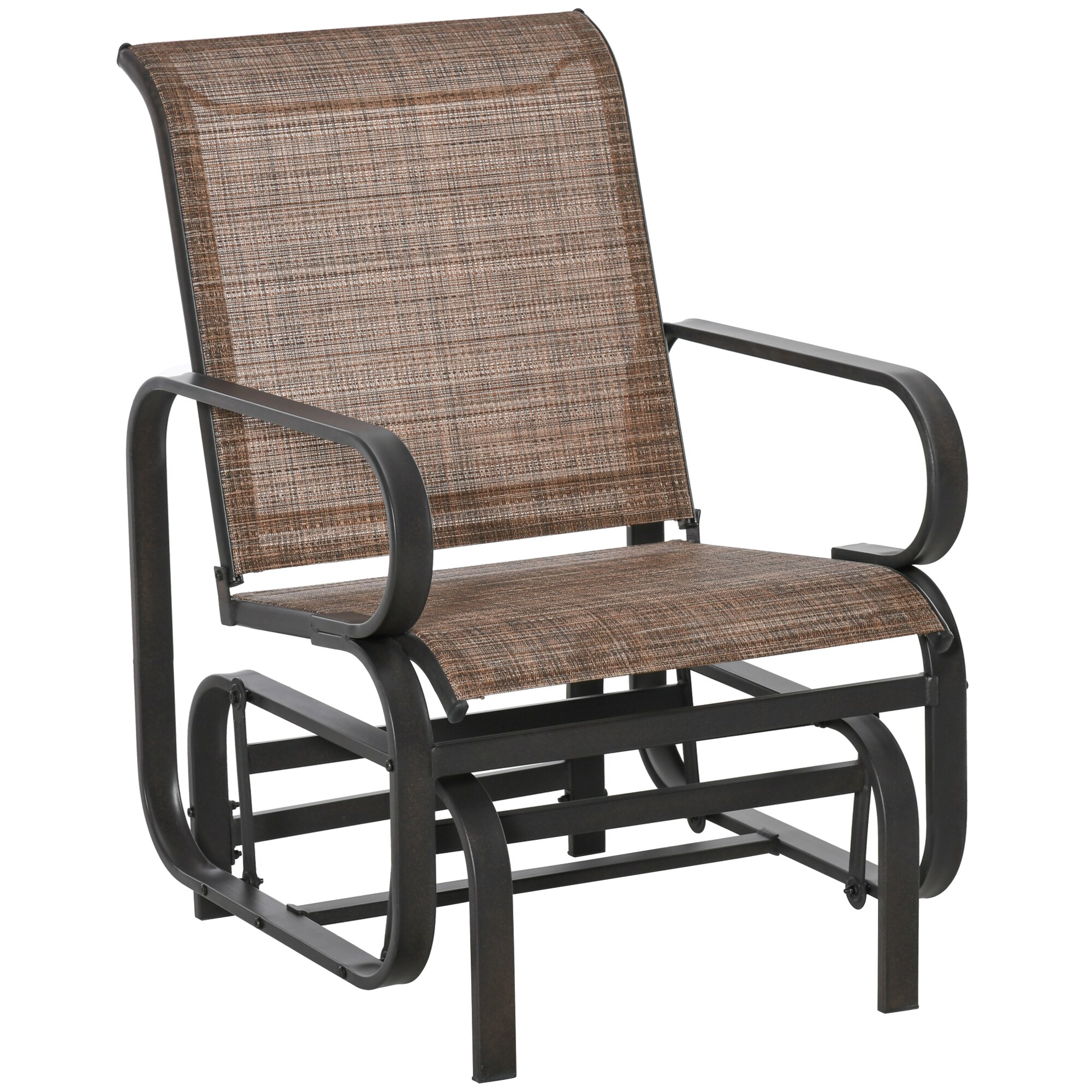 Outsunny Schaukelstühle mit Stoff Rückenlehne und Sitz braun 62B x 75T x 91,5H cm
